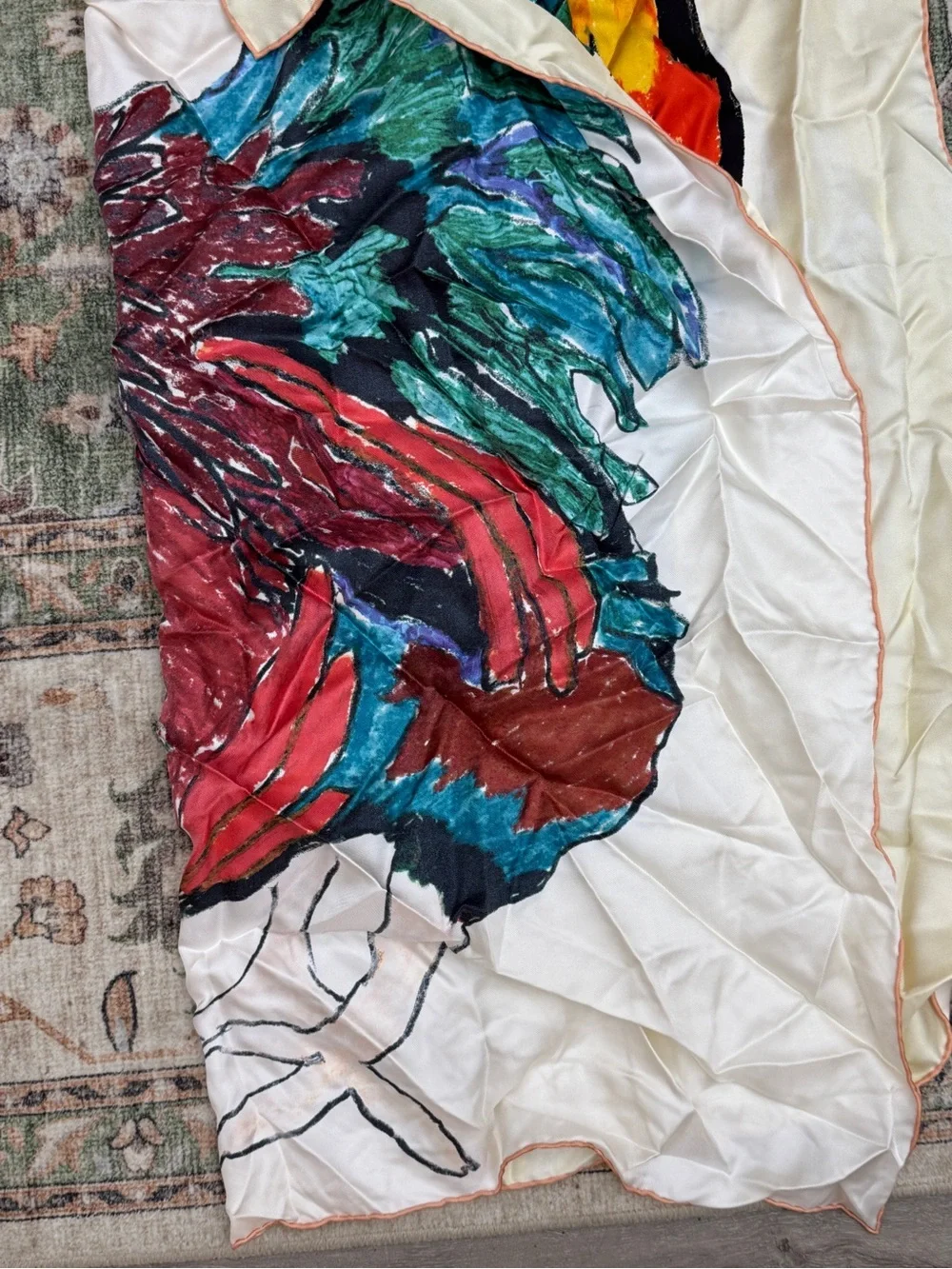 Burberry Multicolor Silk Scarf with Rooster 100% silk made in Italy